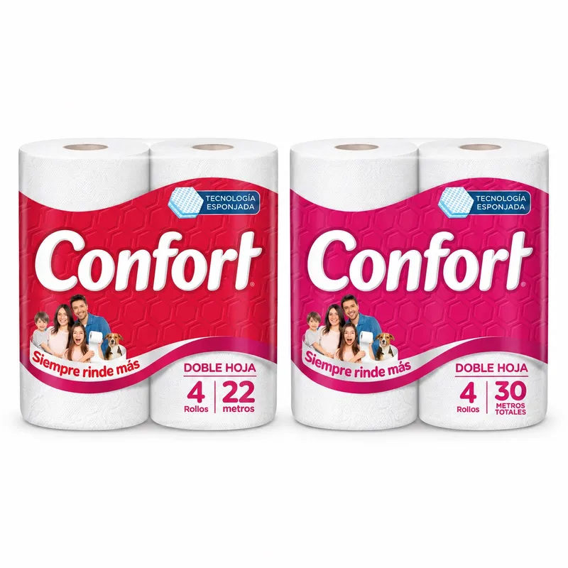 Papel higiénico Confort, 4 rollos